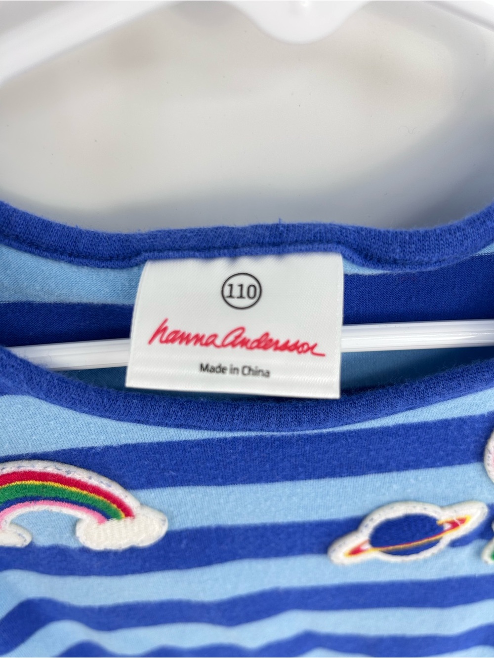 Hanna Andersson Blue Striped Girls Tiered Dress - Size 5 - Picture 4 of 5